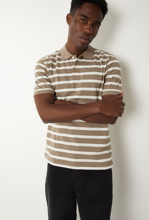Men Striped Slim Fit Polo T-shirt