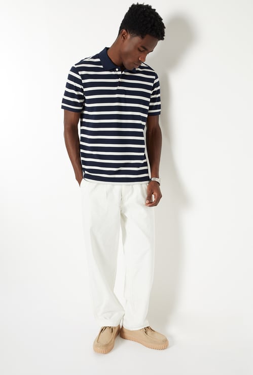 Men Striped Slim Fit Polo T-shirt