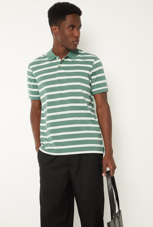 Men Striped Slim Fit Polo T-shirt
