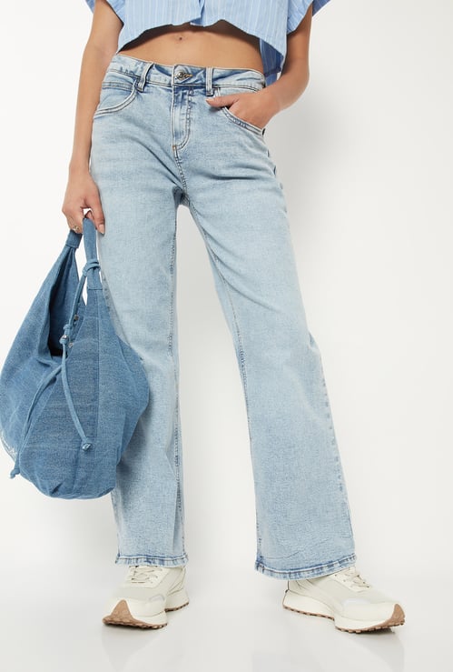 Women Washed Flared Jeans