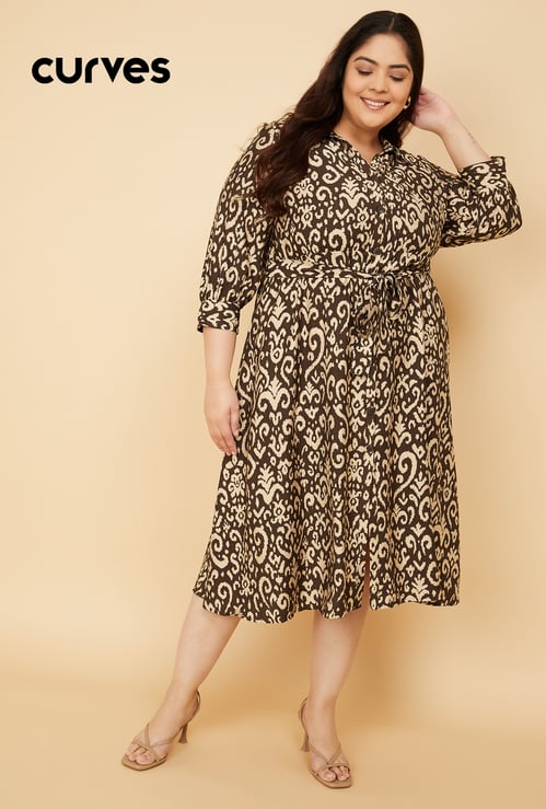 Women Printed A-line Shirt Dress