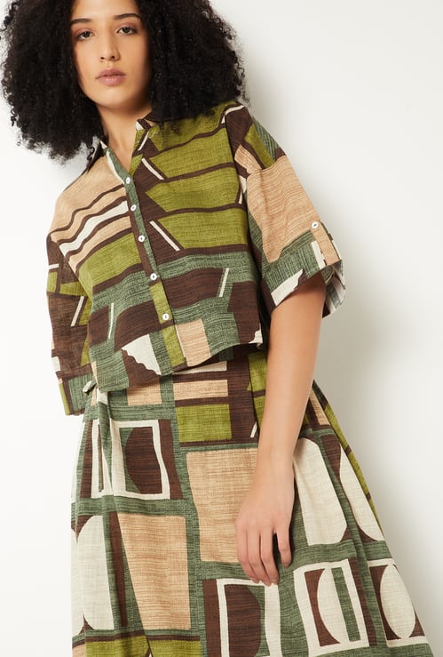 Women Printed Crop Shirt