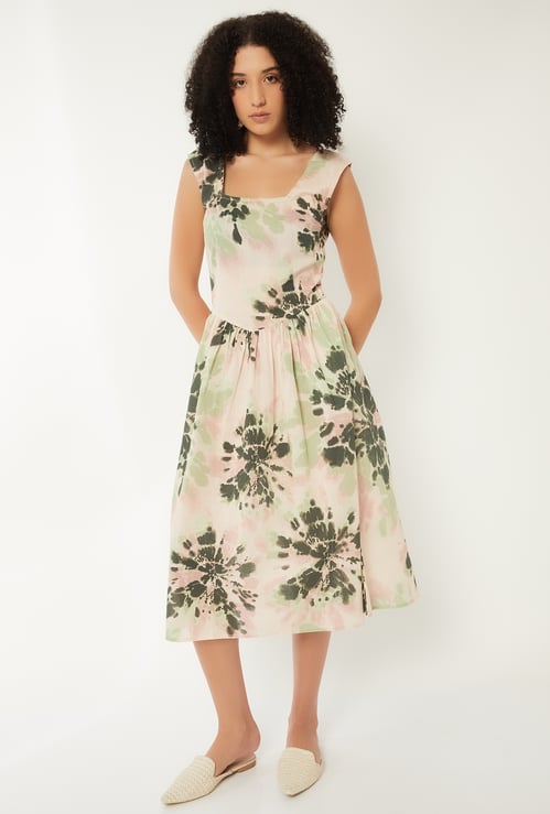 Women Printed A-line Midi Dress