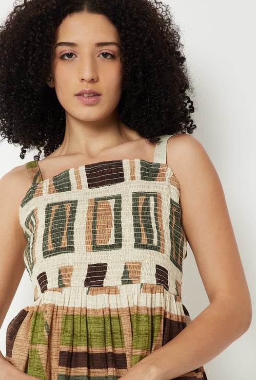 Kalki X Max Women Printed Smocked Midi Dress