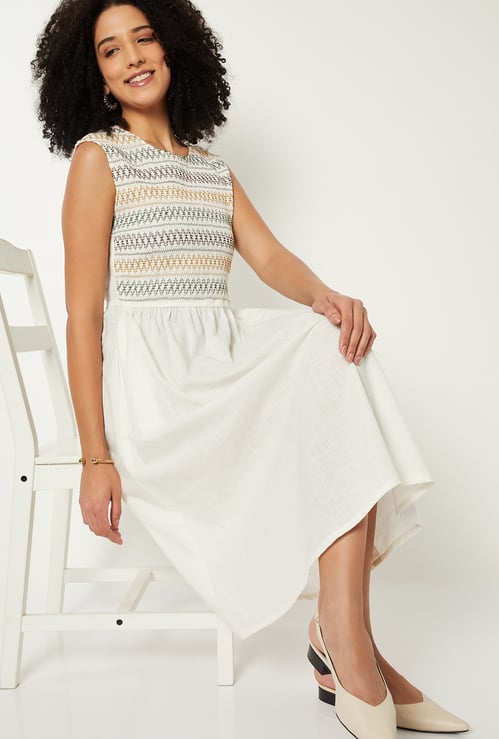 Women Smocked Midi Dress