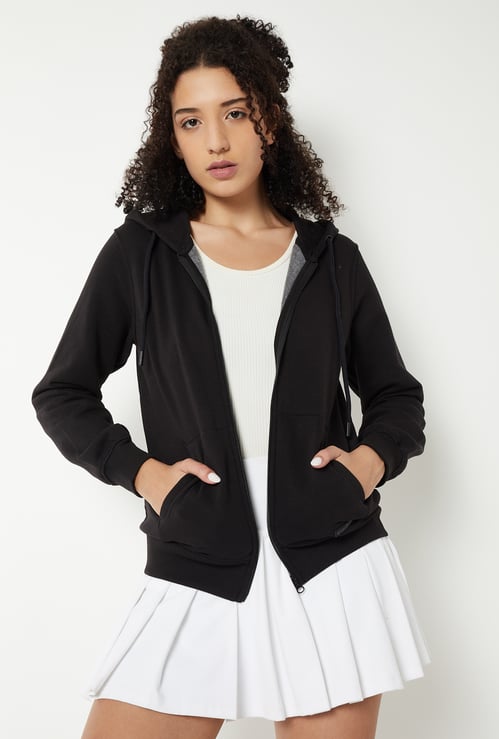 Women Solid Hooded Jacket