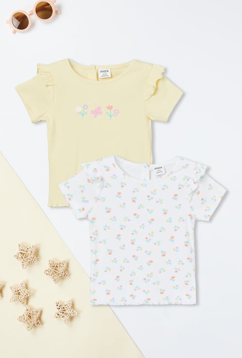 Girls Floral Print Top - Pack of 2
