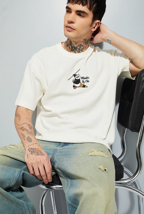URB_N Men Kung Fu Panda Print Oversized T-shirt