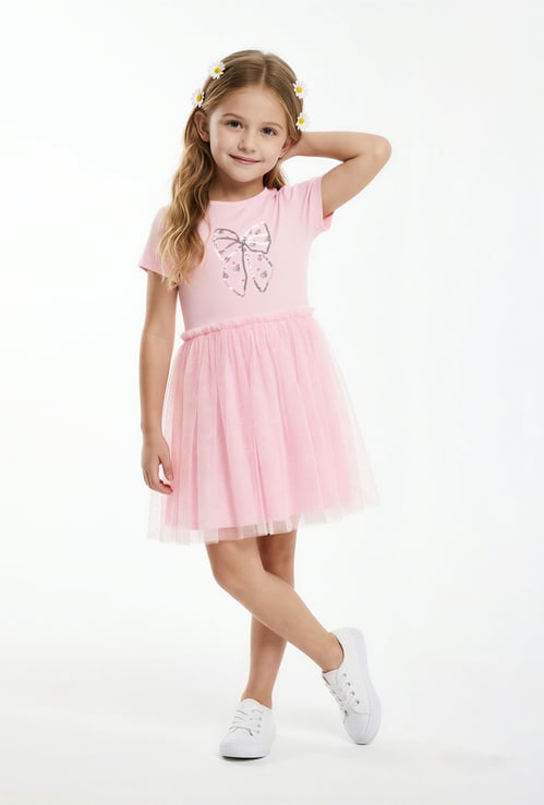 Girls Sequinned Tulle Dress