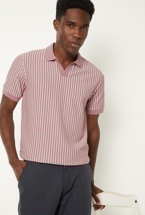 Men Striped Polo T-shirt