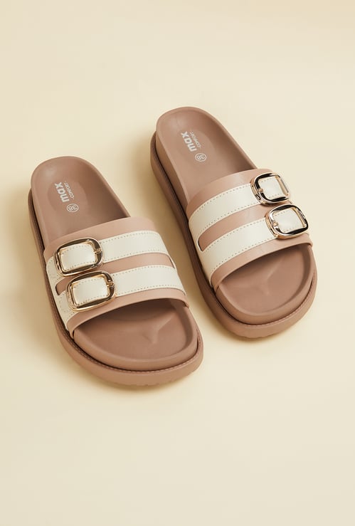 Women Double Buckle Sliders