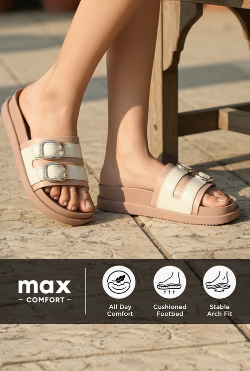 Women Double Buckle Sliders