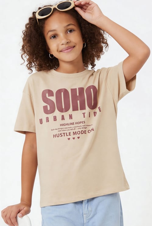 Girls Typographic Print T-shirt