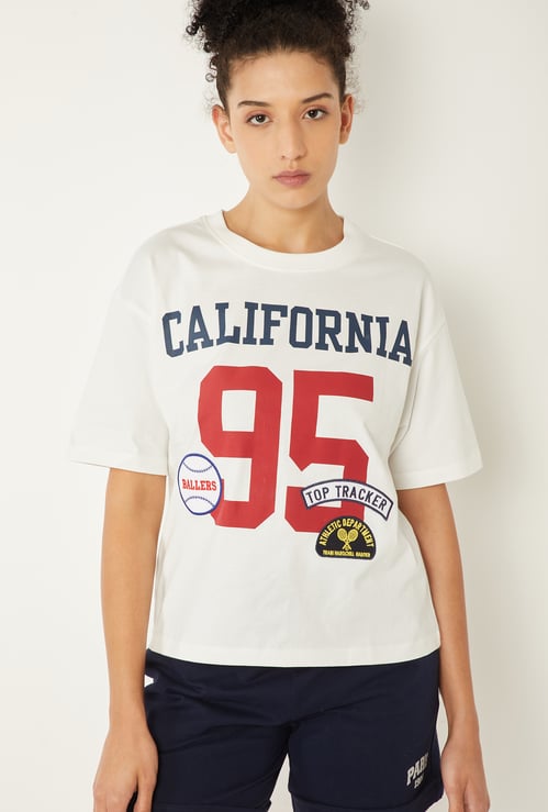 Women Printed Boxy Fit Sports T-shirt