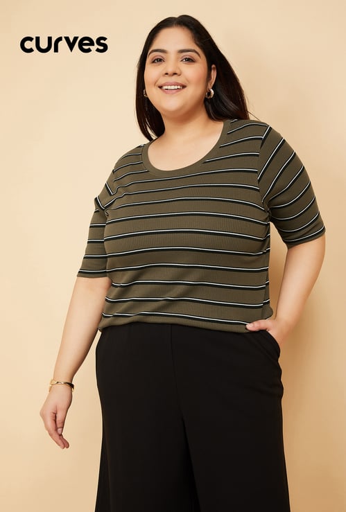 Women Striped Knit T-shirt