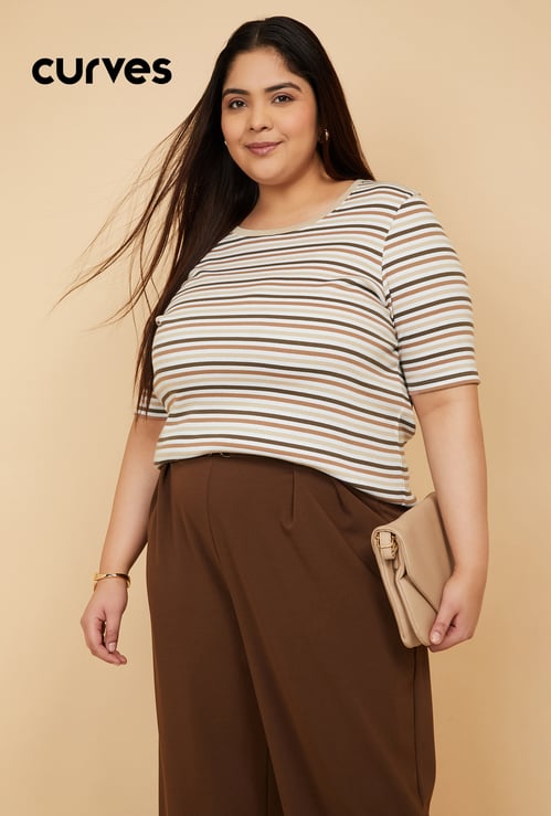 Women Striped Knit T-shirt