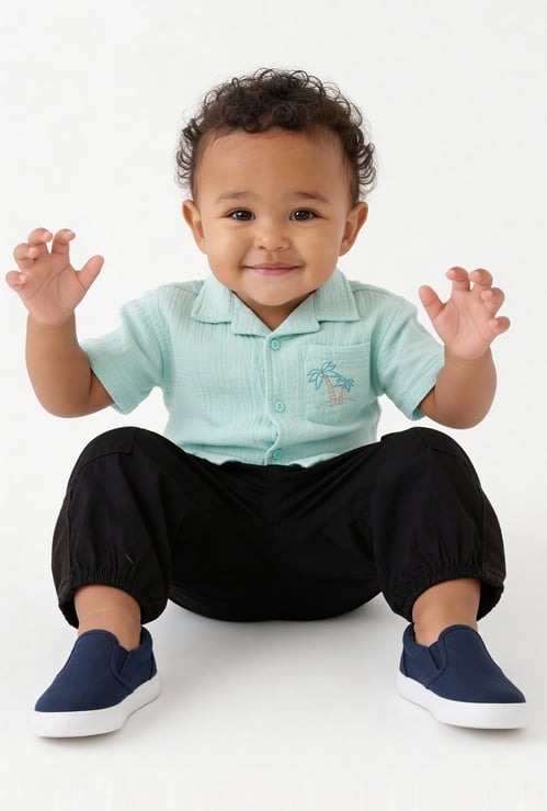 Boys Solid Shirt with Printed Pocket