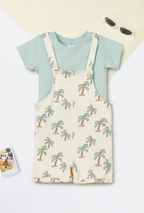 Boys Printed Dungaree with T-shirt