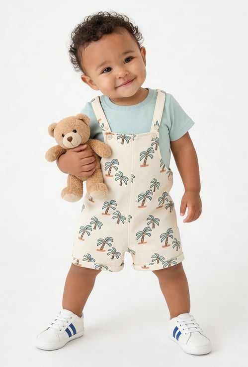 Boys Printed Dungaree with T-shirt