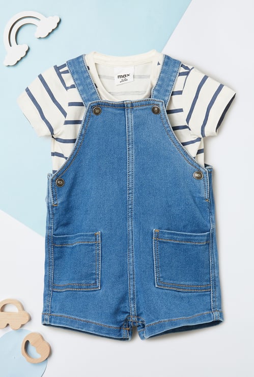 Boys Washed Dugaree with Striped T-shirt