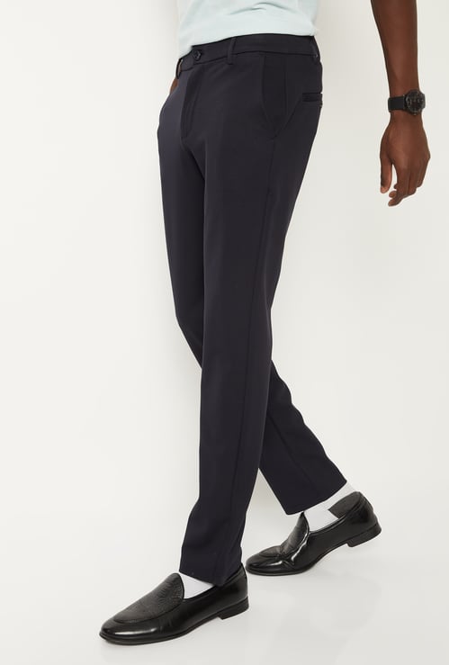 Men Solid Slim Fit Trousers