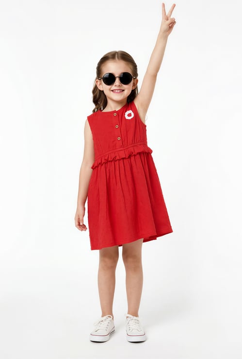 Girls Dobby Woven A-line Dress