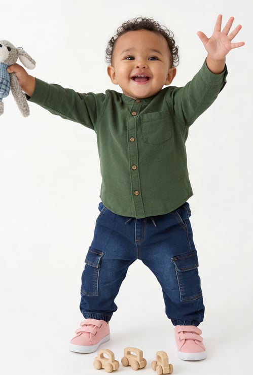 Boys Washed Cargo Jeans