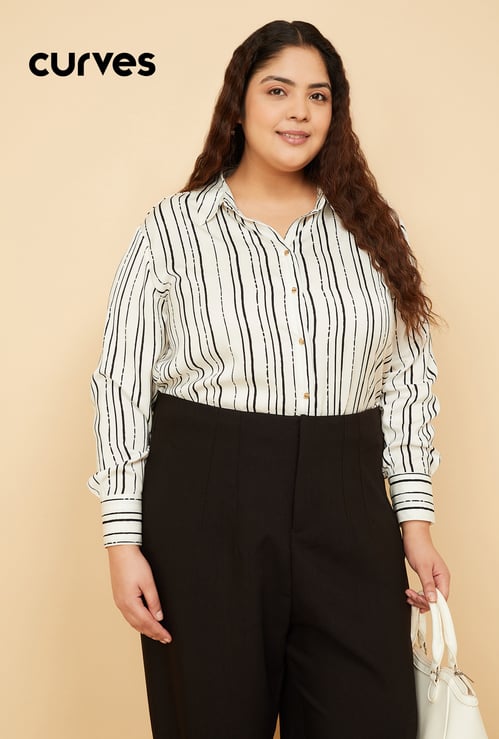 Women Striped Satin-Finish Shirt