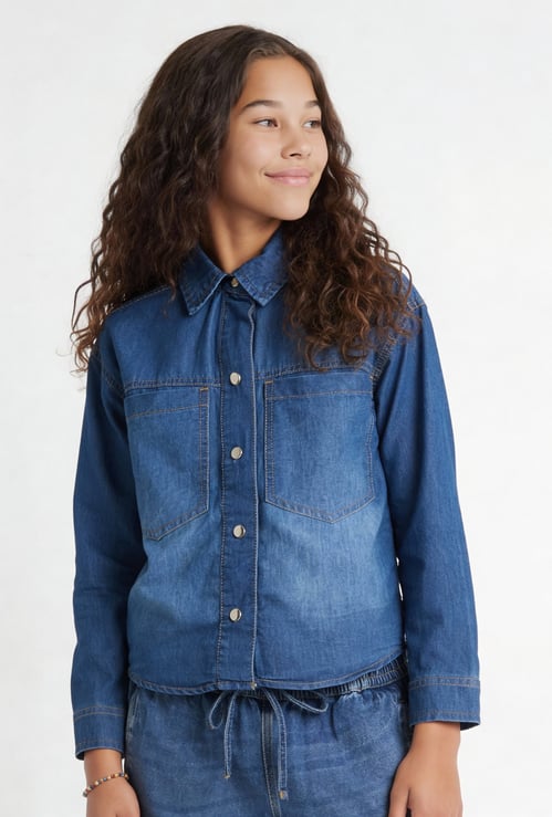 Girls Washed Denim Shirt