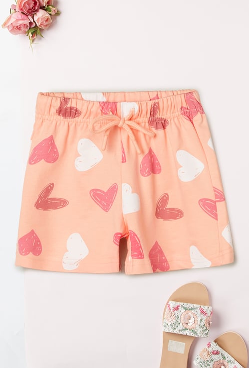 Girls Heart Print Shorts
