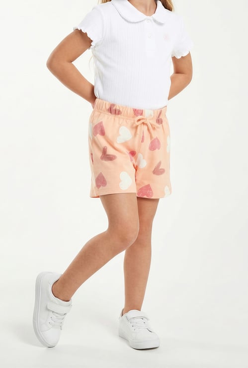 Girls Heart Print Shorts