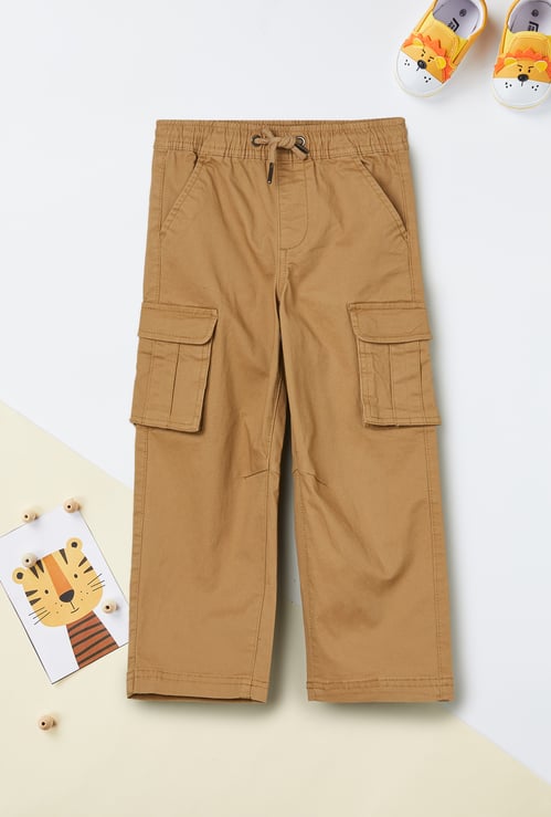 Boys Solid Relaxed Fit Cargos