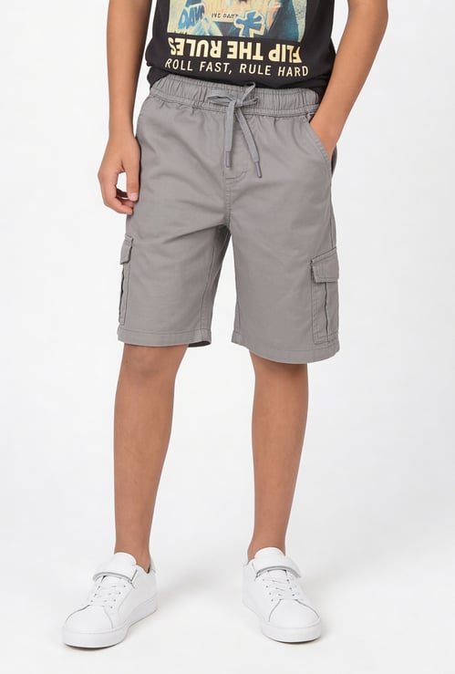 Boys Solid Cargo Shorts