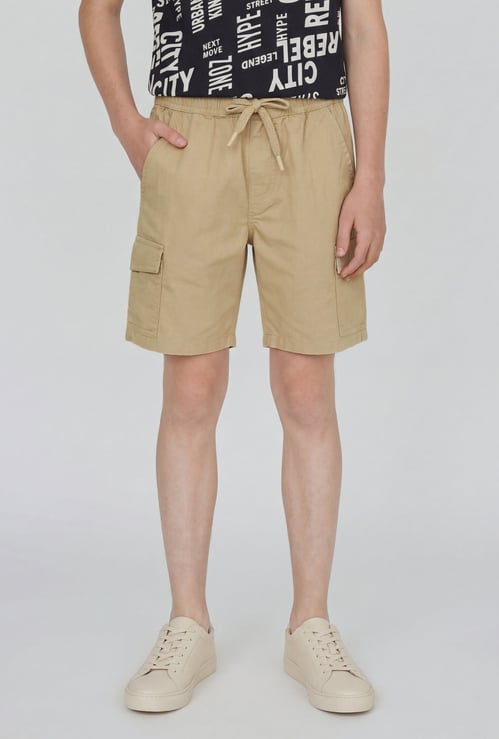 Boys Solid Cargo Shorts