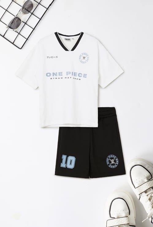 Boys One Piece Print Shorts Set