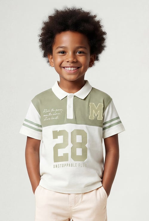 Boys Colourblock Polo T-shirt