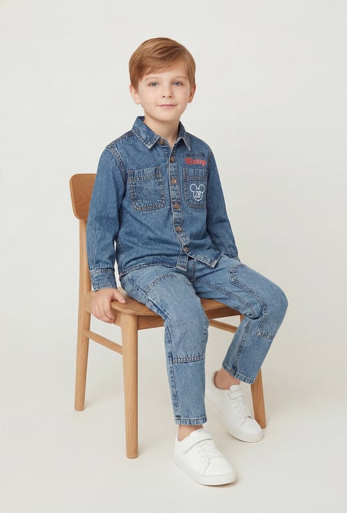 Boys Mickey Mouse Denim Shirt