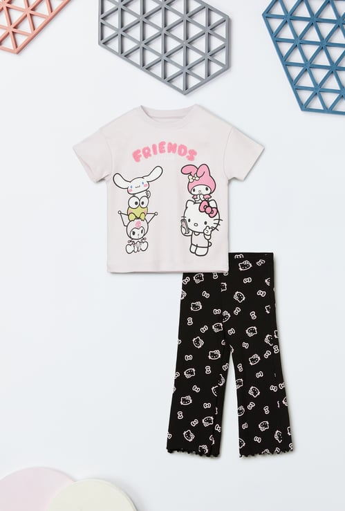 Girls Hello Kitty Print Top and Trousers