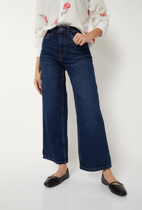 Women Washed Wide Leg Jeans