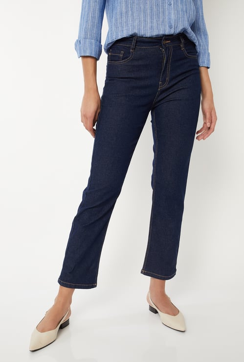 Women Washed Slim Straight Jeans