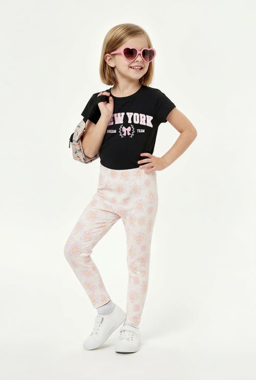 Girls Floral Print Leggings