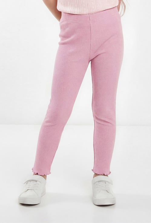 Girls Solid Elasticated Leggings