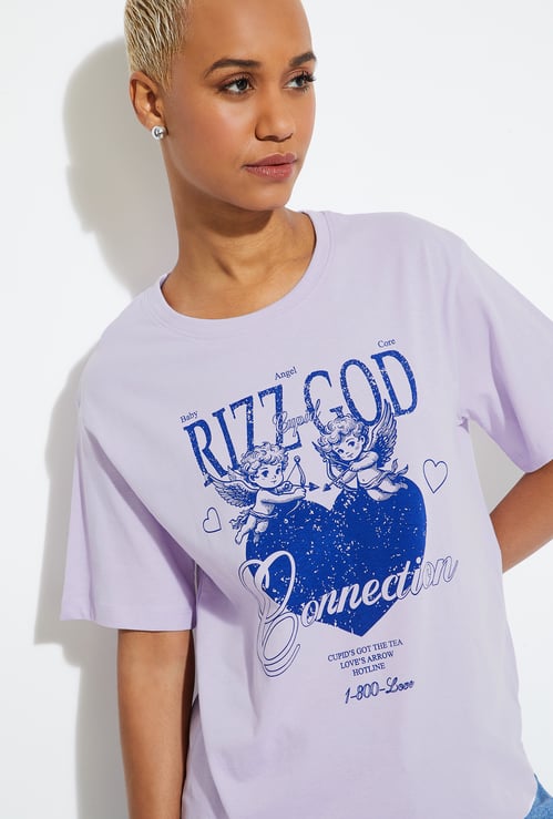 ALAYA F X URB_N Women Printed Relaxed Fit T-shirt