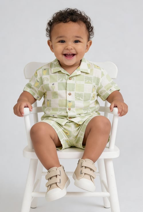 Boys Checked Shorts Set