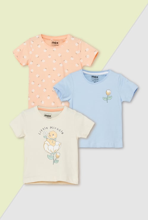 Girls Printed T-shirt - Pack of 3