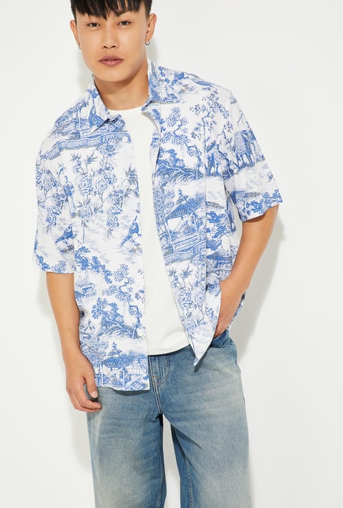 URB_N Men Printed Oversized Shirt