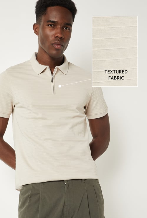 Men Textured Polo T-shirt