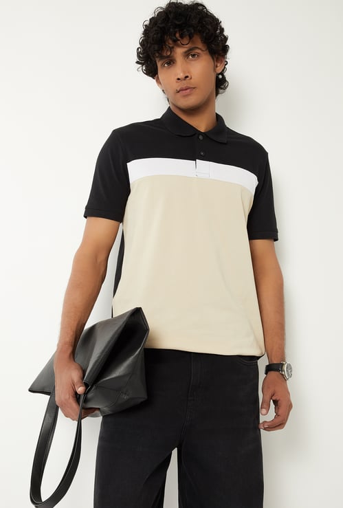 Men Colourblock Polo T-shirt