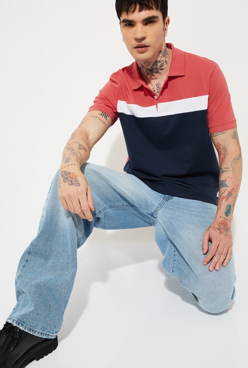 Men Colourblock Polo T-shirt