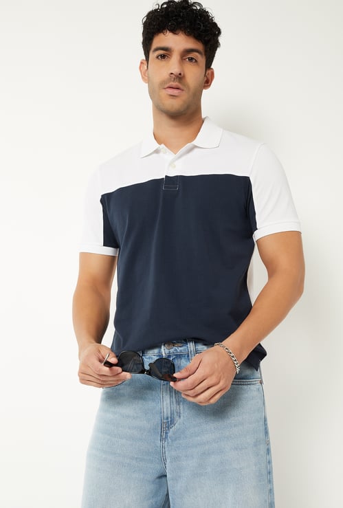 Men Colourblock Polo T-shirt